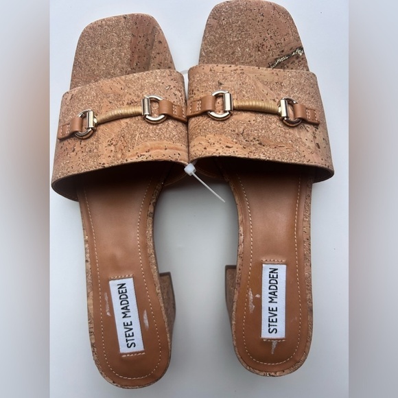 New Steve Madden brown , beige cork shoes sandals size 10 slip on - Picture 3 of 6
